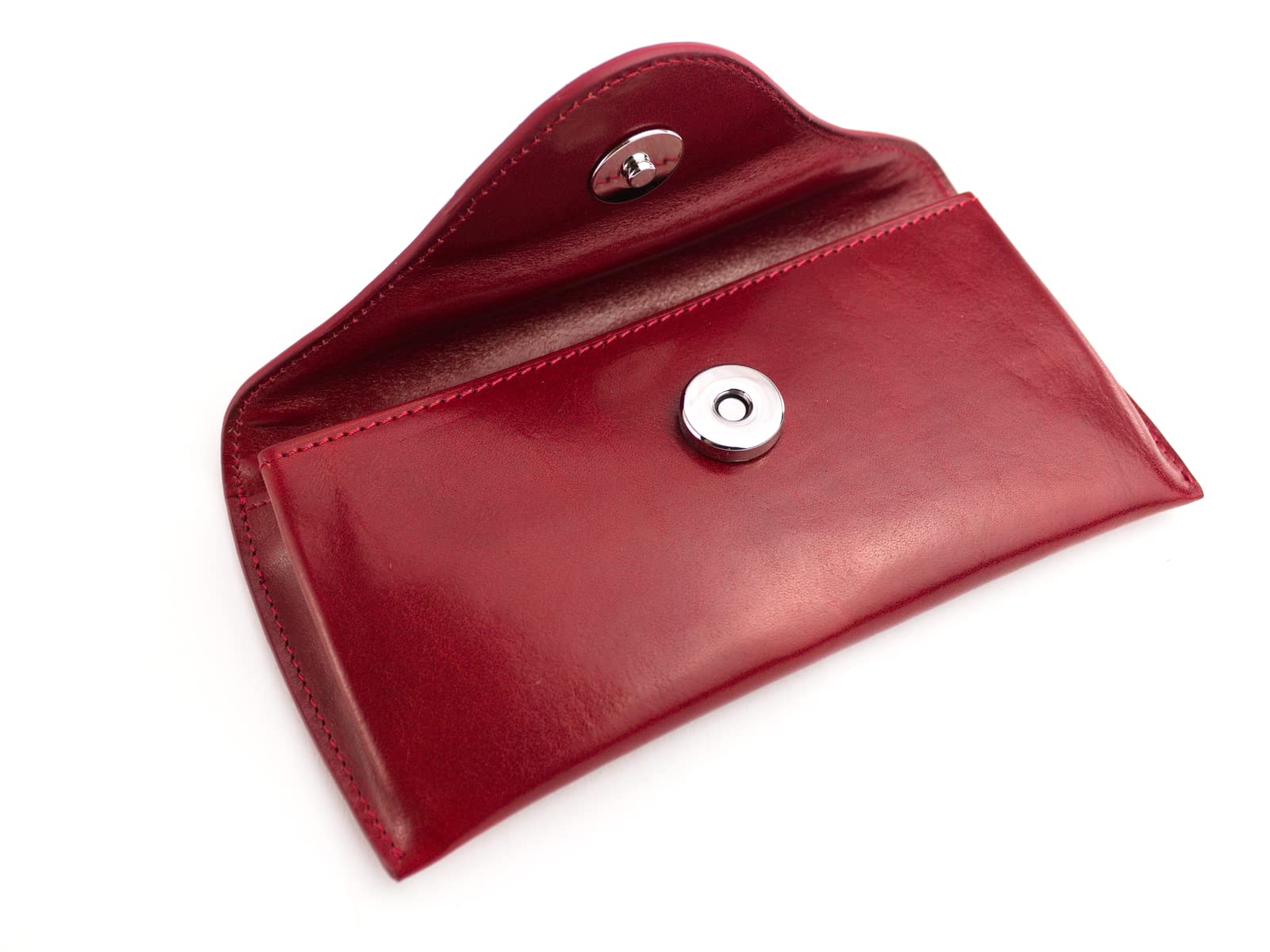 Giudi ® - Etui na okulary ze skóry bydlęcej, zapięcie magnetyczne, czerwony, jeden rozmiar
