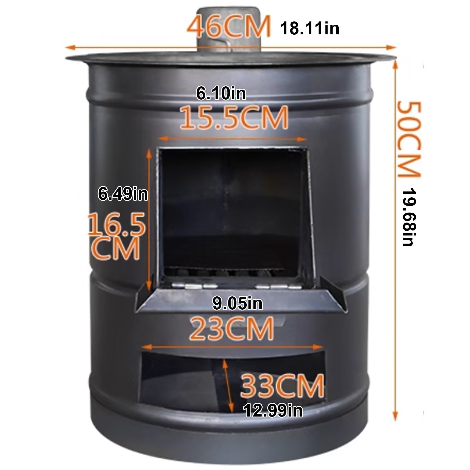 Stufa a Legna da Campeggio Multifunzionale Stufe a Legna da Interno con Chimney Tubo, Piccola Stufa a Legna per Riscaldamento Familiare, per Calore e Cottura(46cm(18.11in))