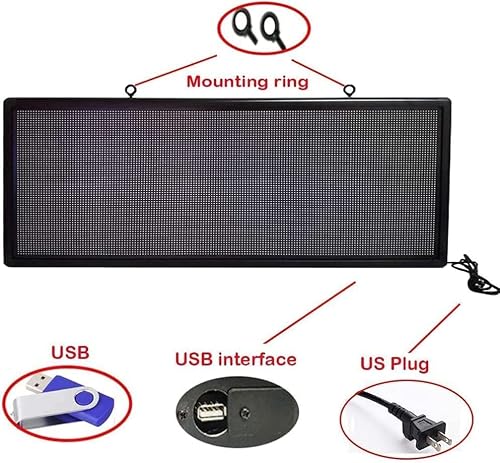 MNY Outdoor LED Sign for Business P6 40''x18'', WiFi & USB Scrolling Programmable, Digital Electronic Board with High Resolution and New SMD Technology, Perfect Solution for Advertising