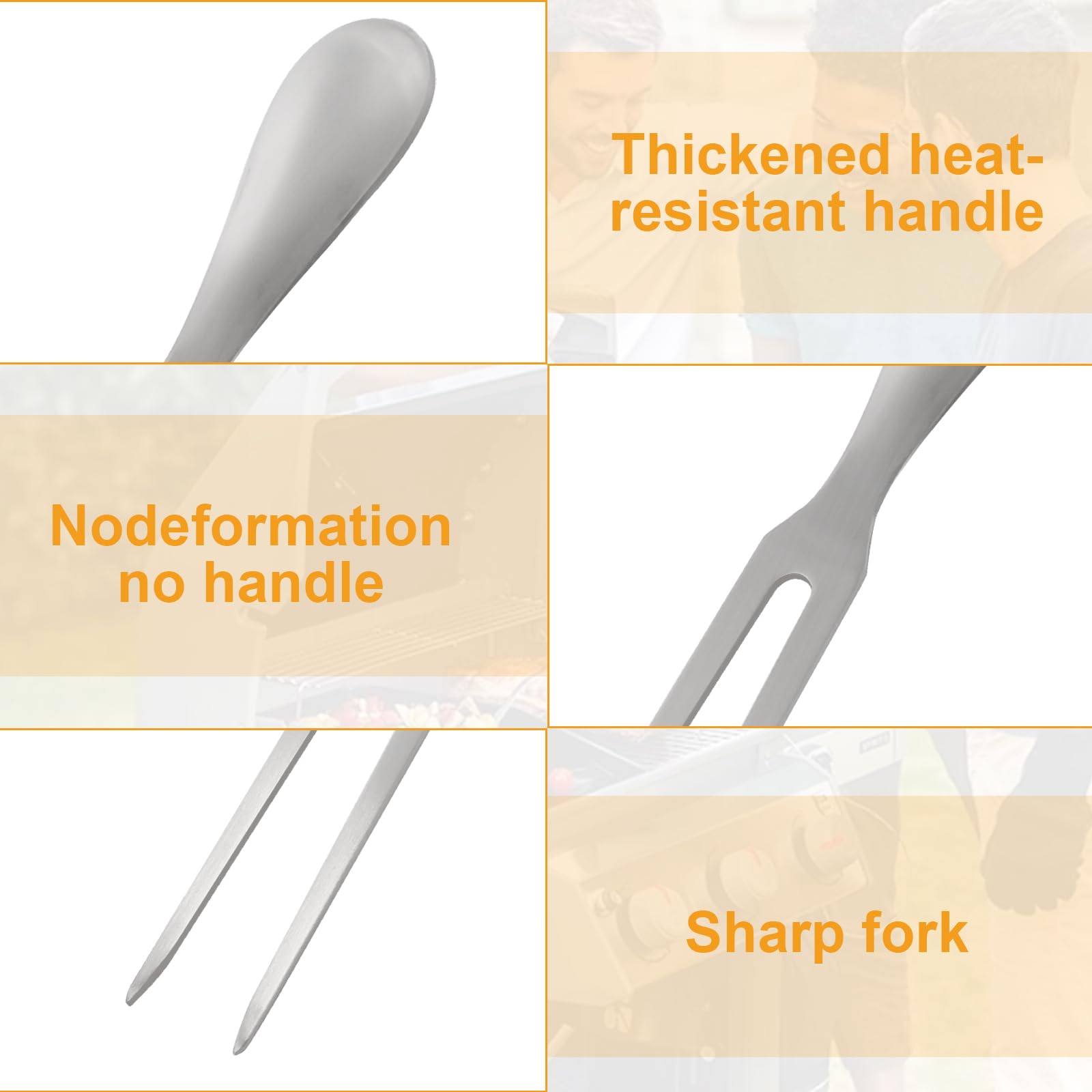 2 tenedores de carne de acero inoxidable, tenedor largo WMF, tenedor de carne para asar y trinchar, tenedor de barbacoa de acero inoxidable con mango ergonómico, ideal para camping y cocina, 27 cm