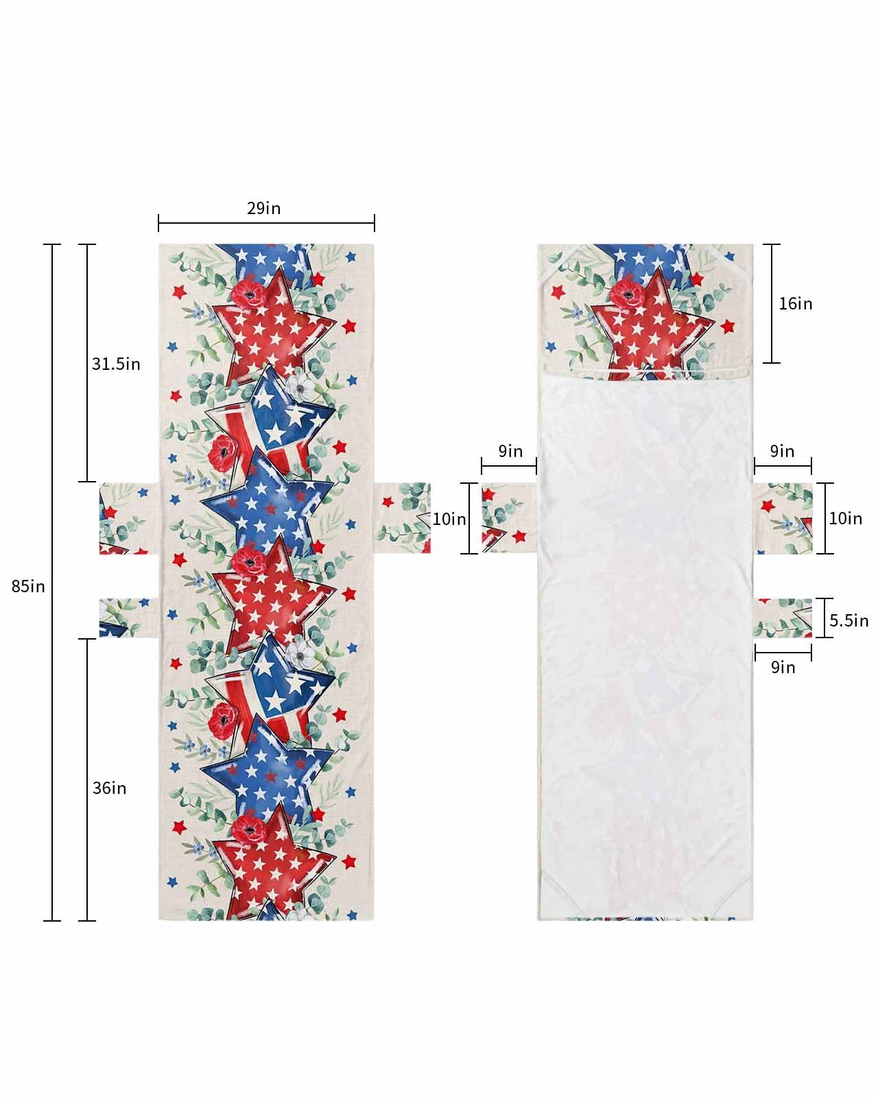 4th of July Beach Lounge Chair Towel Cover, Soft Chaise Lounge Towel with Side Pockets Patio Pool Chairs Cover for Beach/Pool Sunbathing 29x85 Blue Red Star Eucalyptus Leaves Rustic