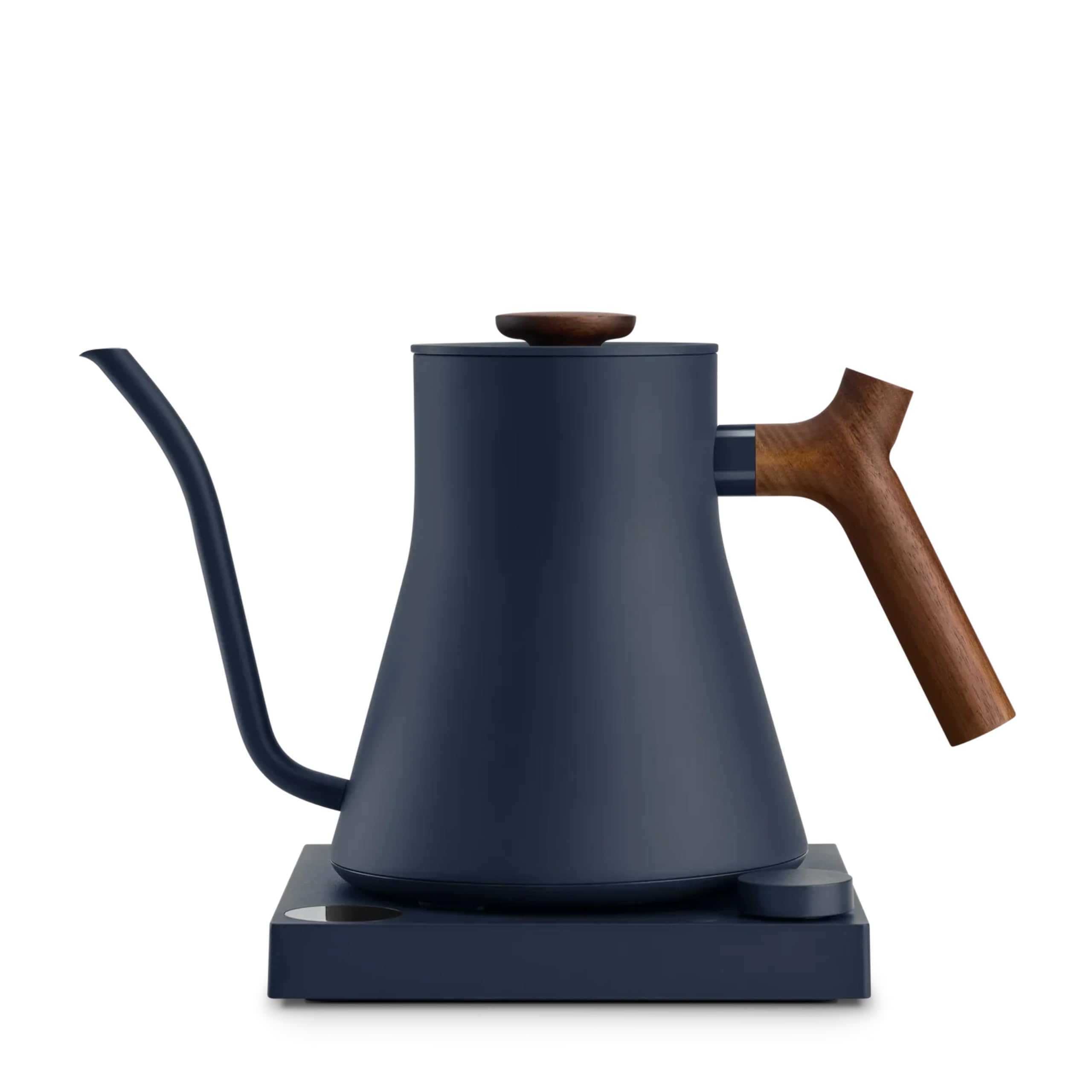 fellow stagg ekg pro electric gooseneck kettle - pour-over coffee and tea, quick heating, precise temperature control, scheduling, built-in brew timer, stone blue with walnut wood handle, 0.9 liter