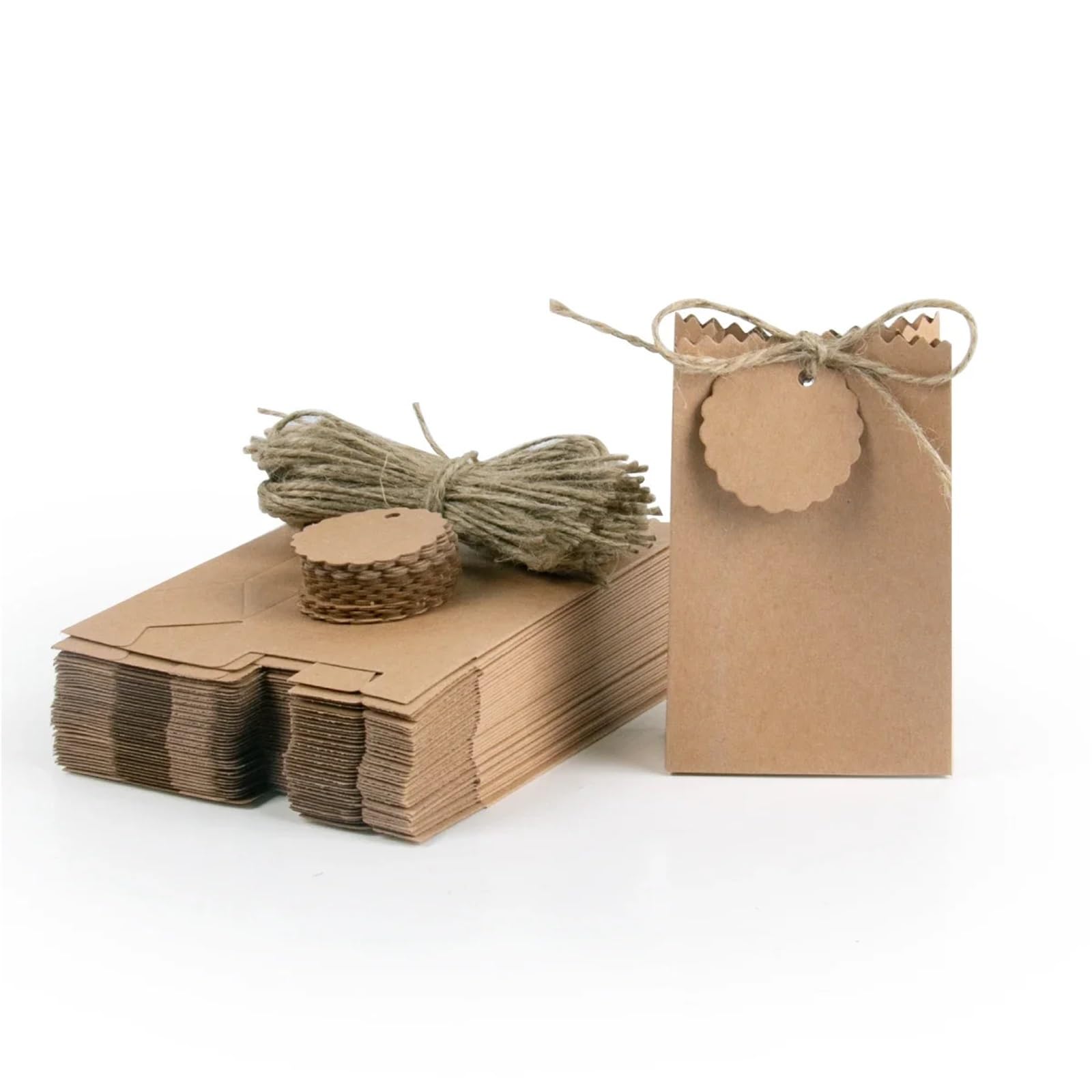 Decorated Jewelry Gift Boxes 30 Pcs Retro Kraft Gift Box with Rope Tag, for Cookie Candy Birthday Wedding Party