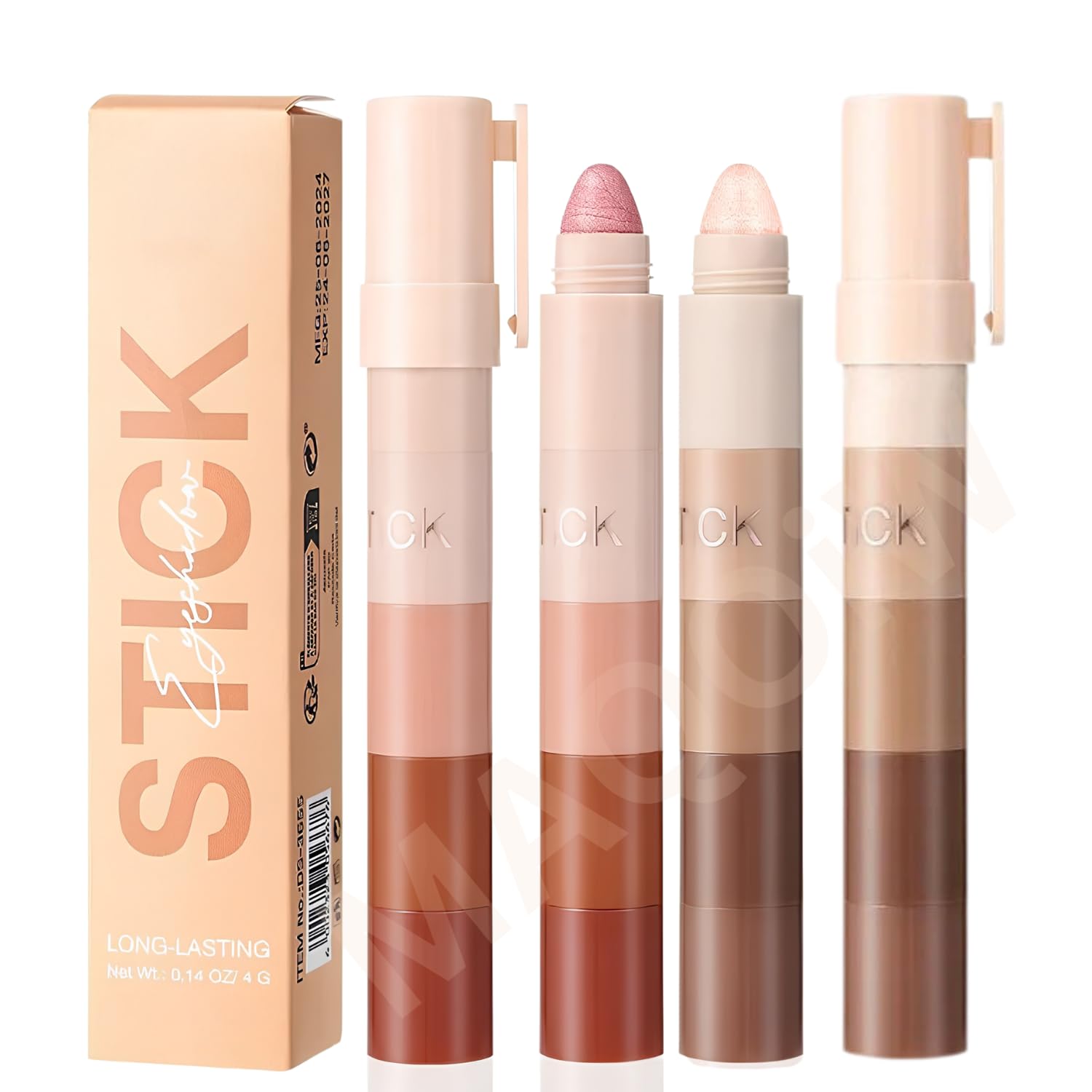 5-in-1 Eyeshadow Stick, Compact with Matte & Shimmer Finishes, Waterproof Long-Wear Creamy Pencil, Neutral Nude Shades for Everyday Makeup, Eye Makeup Stick, Easy Blending & Travel-Friendly(Shade No.1 or 2)-image-25