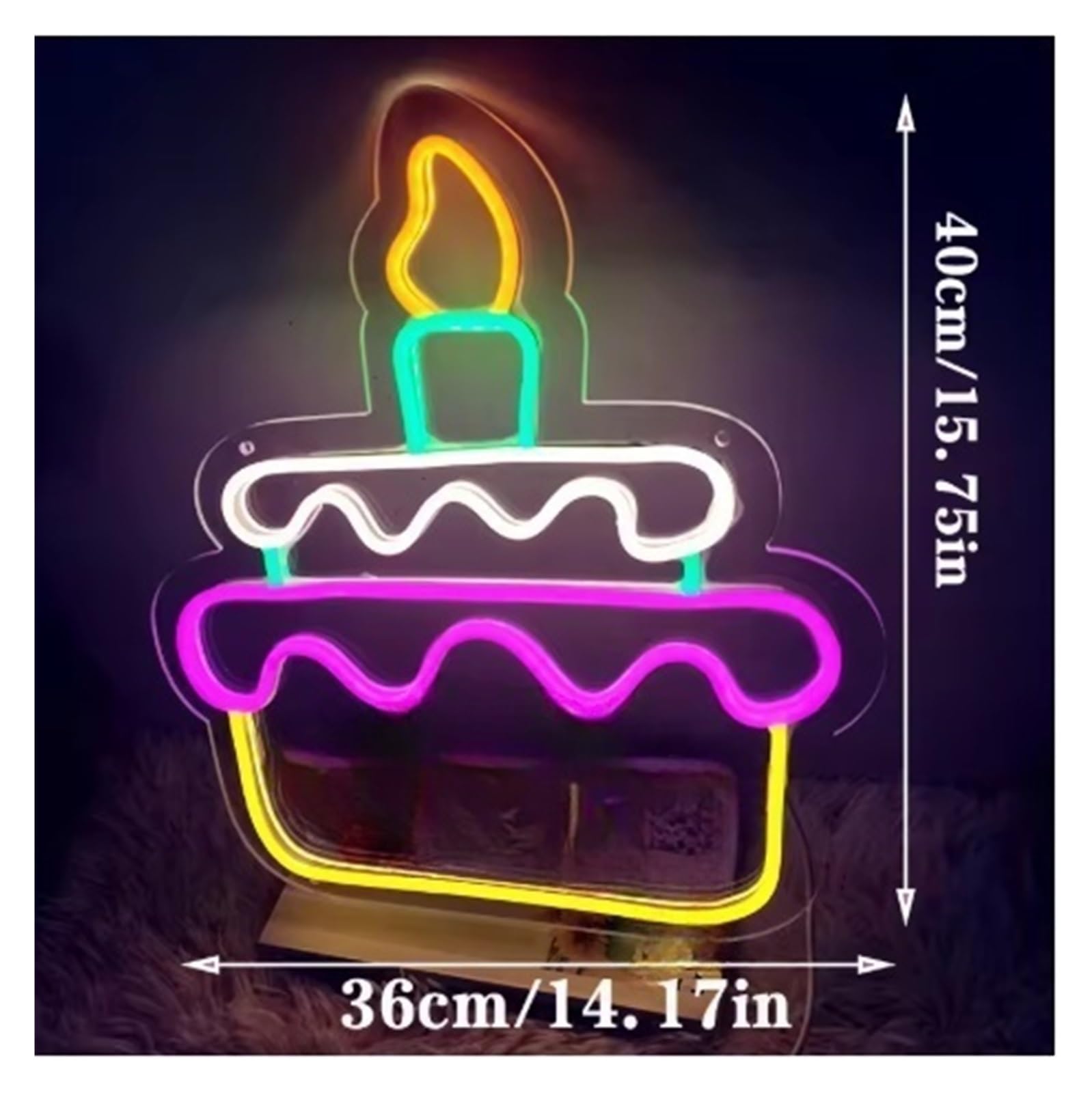 Insegna al Neon Insegne Al Neon Per Torte Alimentate Tramite USB, Luci Al Neon Con Luminosità Regolabile Adatte Per Decorazioni Da Parete, Luci Notturne Dimmerabili 40cmx36cm