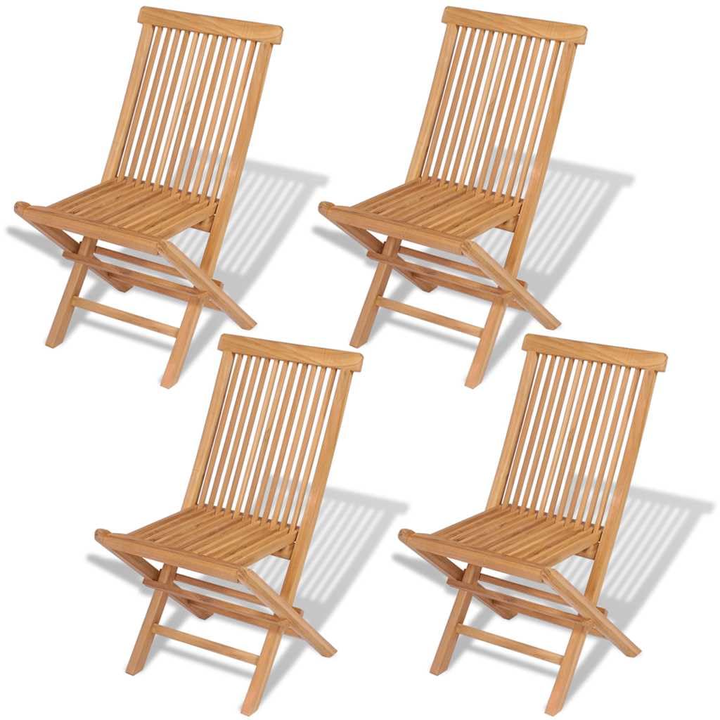 Juego de 4 sillas plegables de jardín de madera maciza de teca, sillas plegables para jardín, balcón y terraza, 47 x 60 x 89 cm, asiento de madera natural