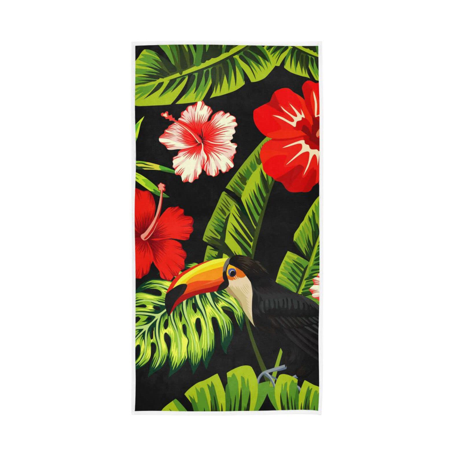 LSRCPD Hand Towels Tropical Flower Leaves Bird Parrot Decor Fingertip Soft Face Towel Absorbent Bathroom Kitchen Towels