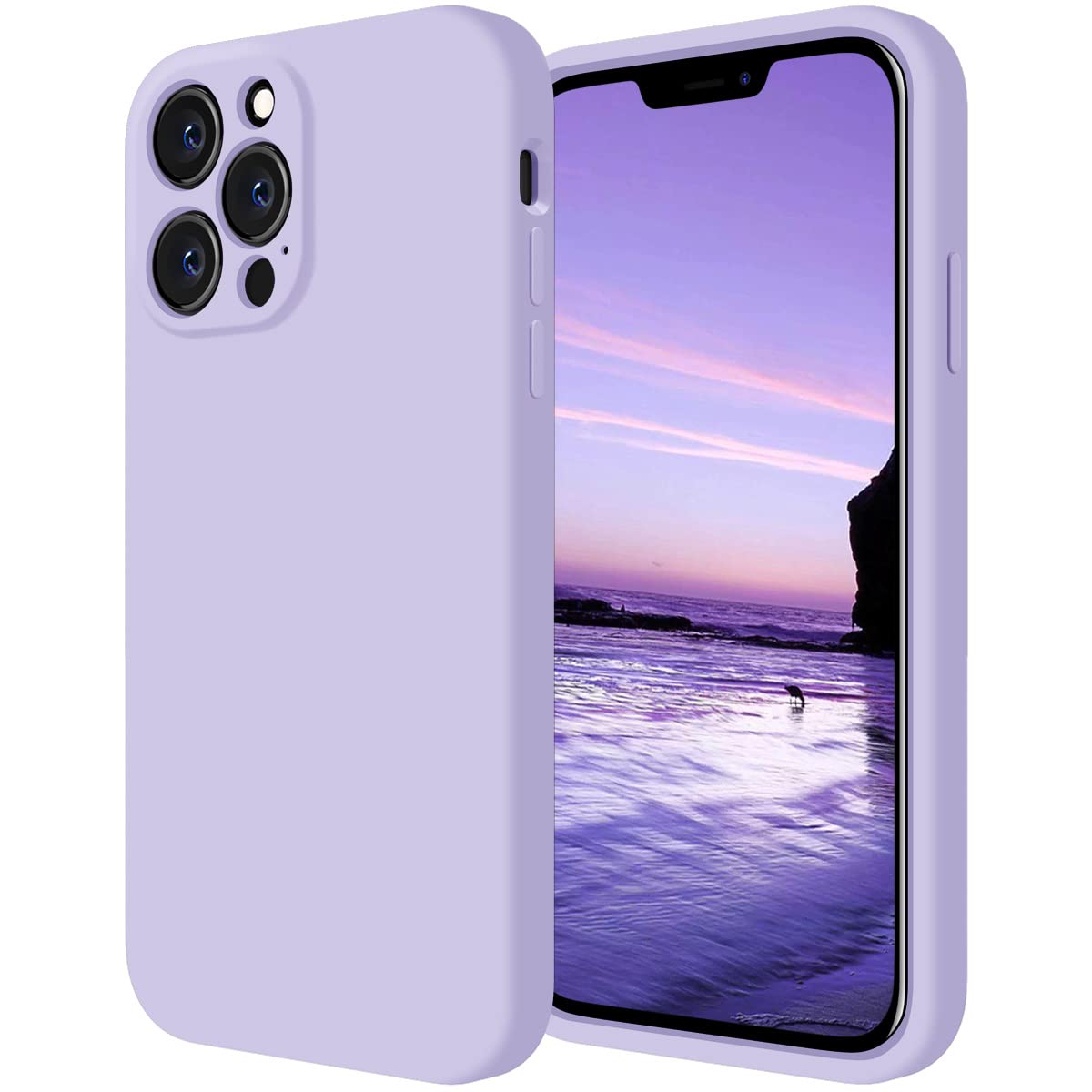 Cordking Designed for iPhone 13 Pro Max Case, Silicone Full Cover [Enhanced Camera Protection] Shockproof Protective Phone Case with [Soft Anti-Scratch Microfiber Lining], 6.7 inch, Clove Purple