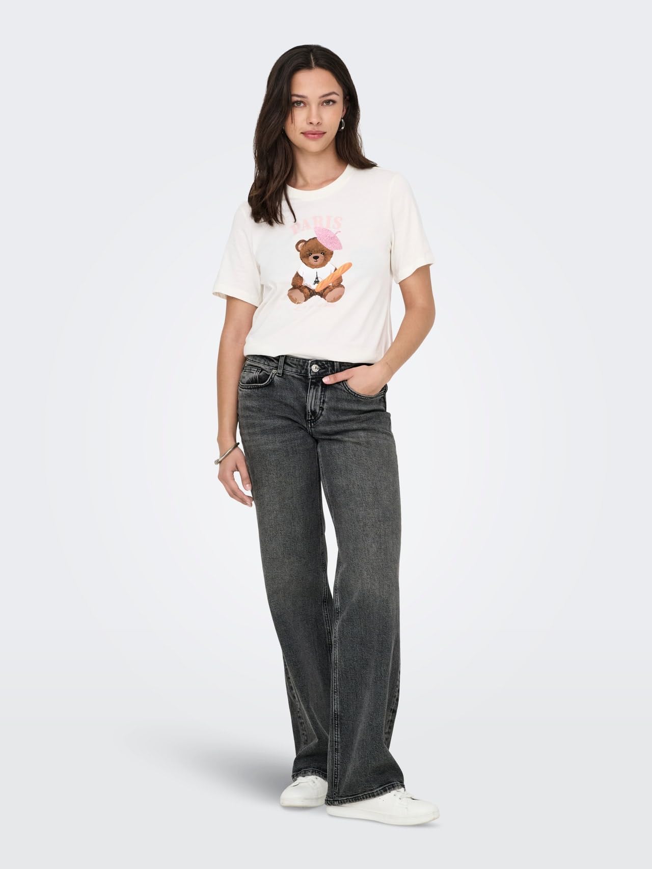 Only Femme Onljuicy LW Wide DNM Dot890 Noos Jean Large, Dark Grey Denim, 27W / 34L EU