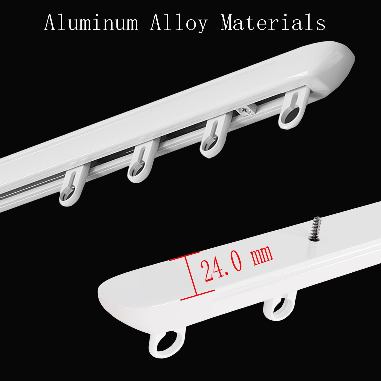 Forage de Trous Barre à Rideau, Tringle de Douche En Aluminium, Barre à Rideaux Industrielle pour Patio Portes Vitrées Penderie Salon(White(side),4.9 ft/1.50 m)