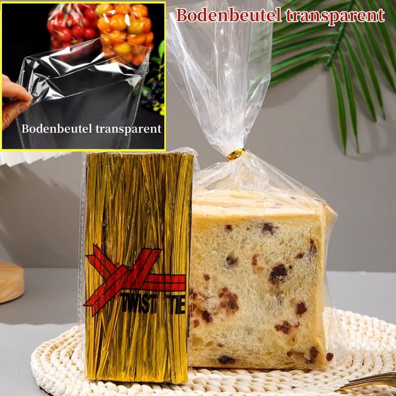 100 Sacchetti Cellophane Trasparenti Con 100 Nastri Dorati – 25x15 Cm, In Polipropilene, Per Biscotti, Caramelle E Confetti - 4
