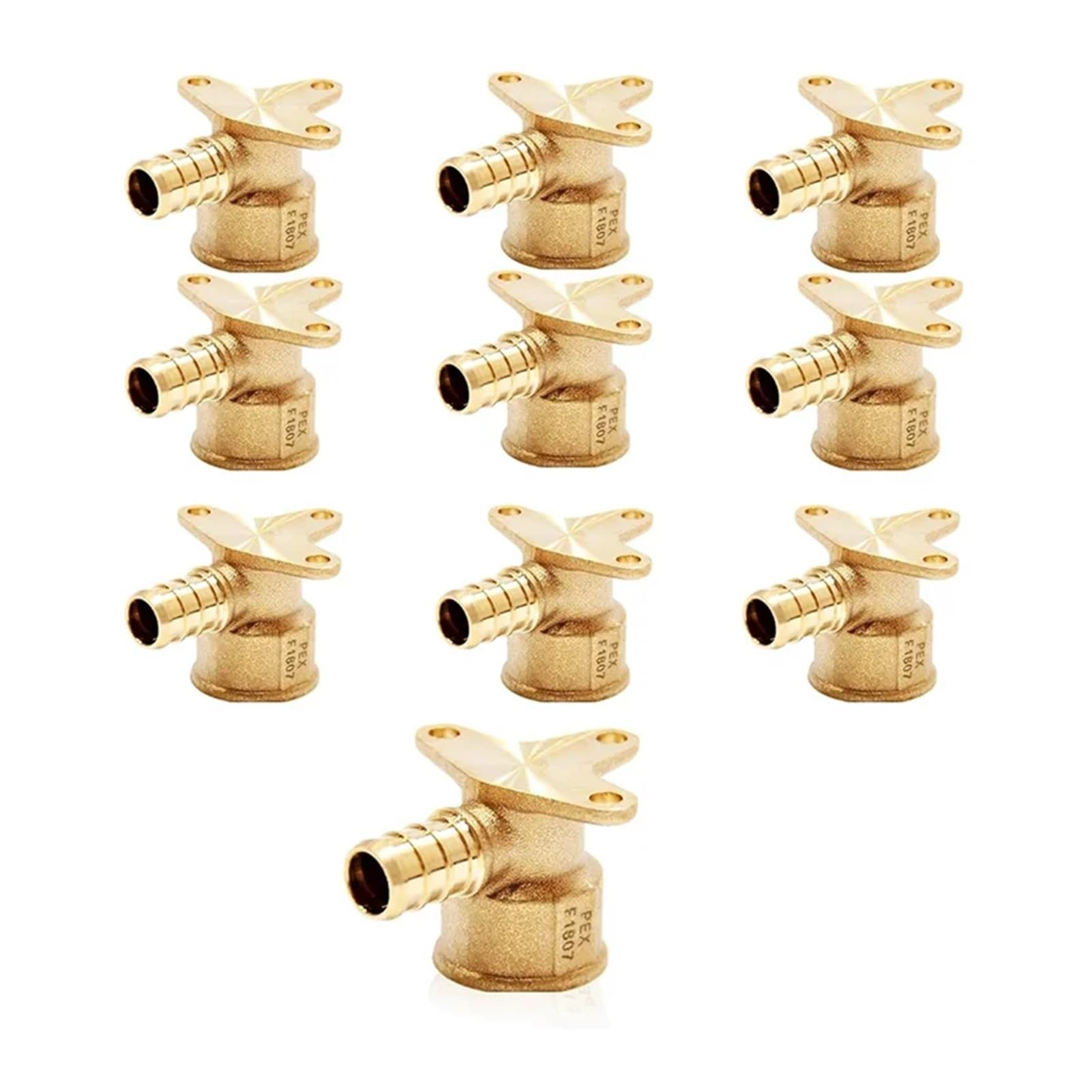 ABUN-10 pezzi Raccordi PEX, adattatore a gomito con orecchio cadente filettato femmina NPT Pex 1/2" x 1/2", tubo crimpato in ottone for impianti idraulici