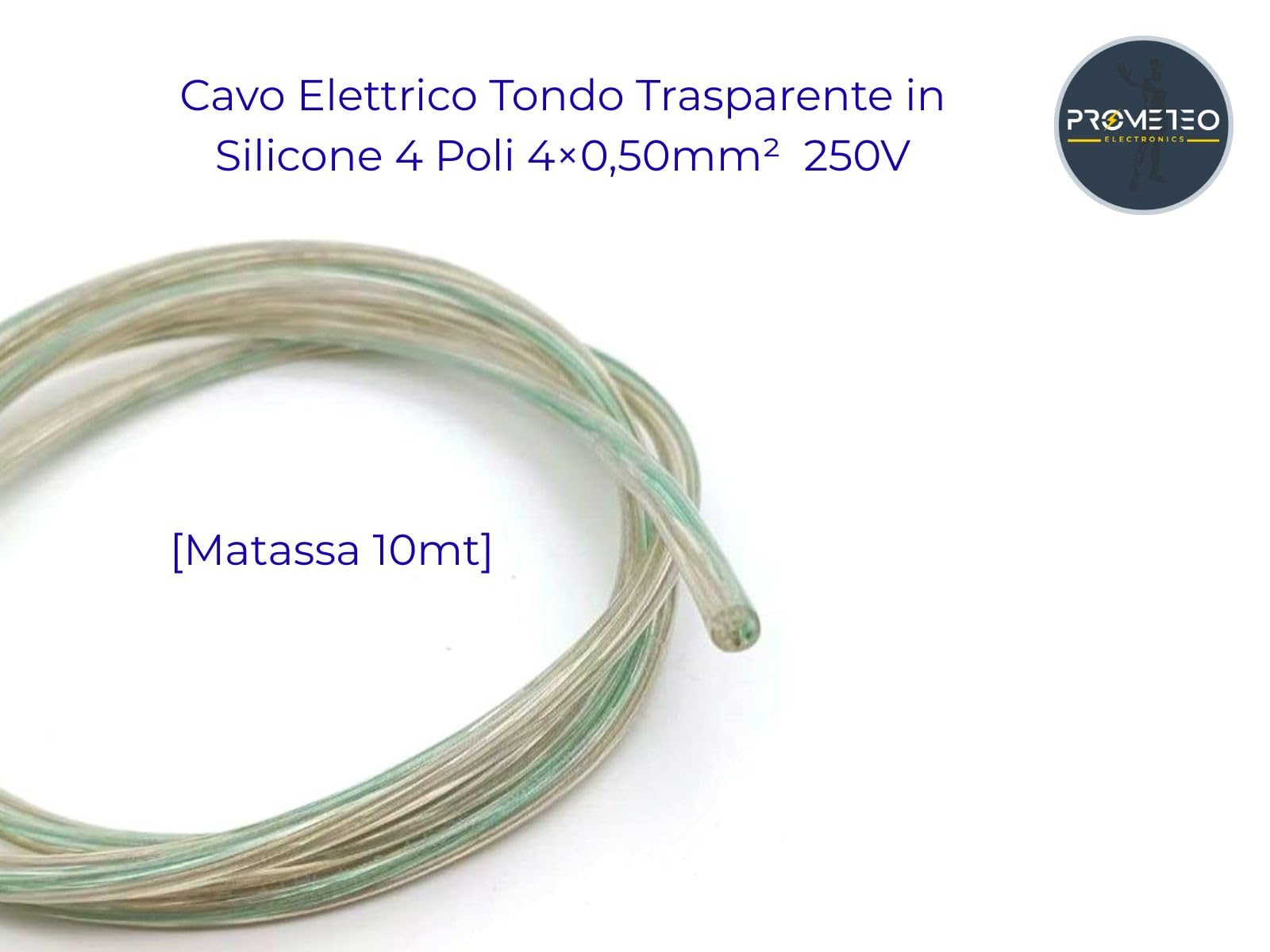 [Matassa 10m] Cavo Elettrico Trasparente FROR 4 Poli 4×0,50mm – Per Illuminazione LED, Lampade, Lampadari e Sospensioni – 250V