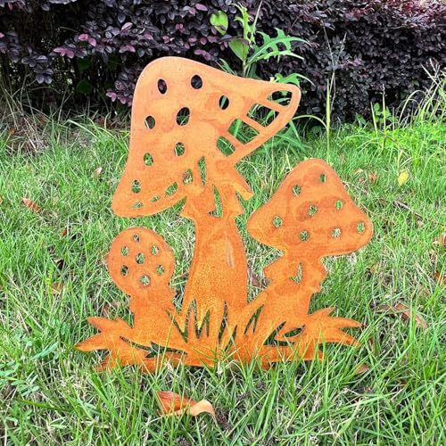Lergas Pilz Gartendeko Rost, Gartenstecker Rost Pilz Deko Garten,...