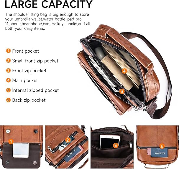NIUCUNZH Genuine leather man purse mens crossbody sling bag small messenger shoulder Satchel3