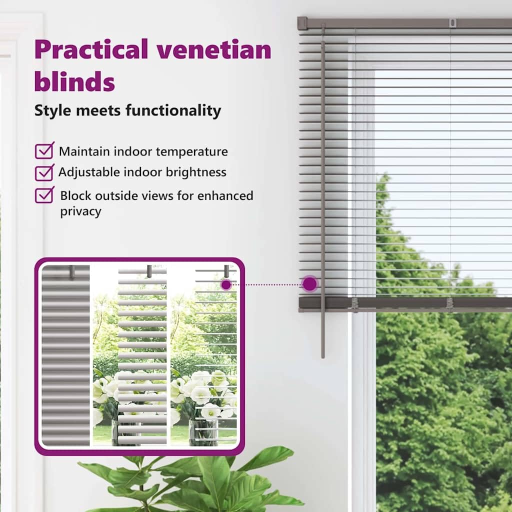 vidaXL Tendaggi a Veneziana Argento 220 x 135 cm Alluminio, Tende a riquadro in Alluminio, Regolabili per Interni, per Controllo Luce e Privacy, perfette per la casa e L'Ufficio