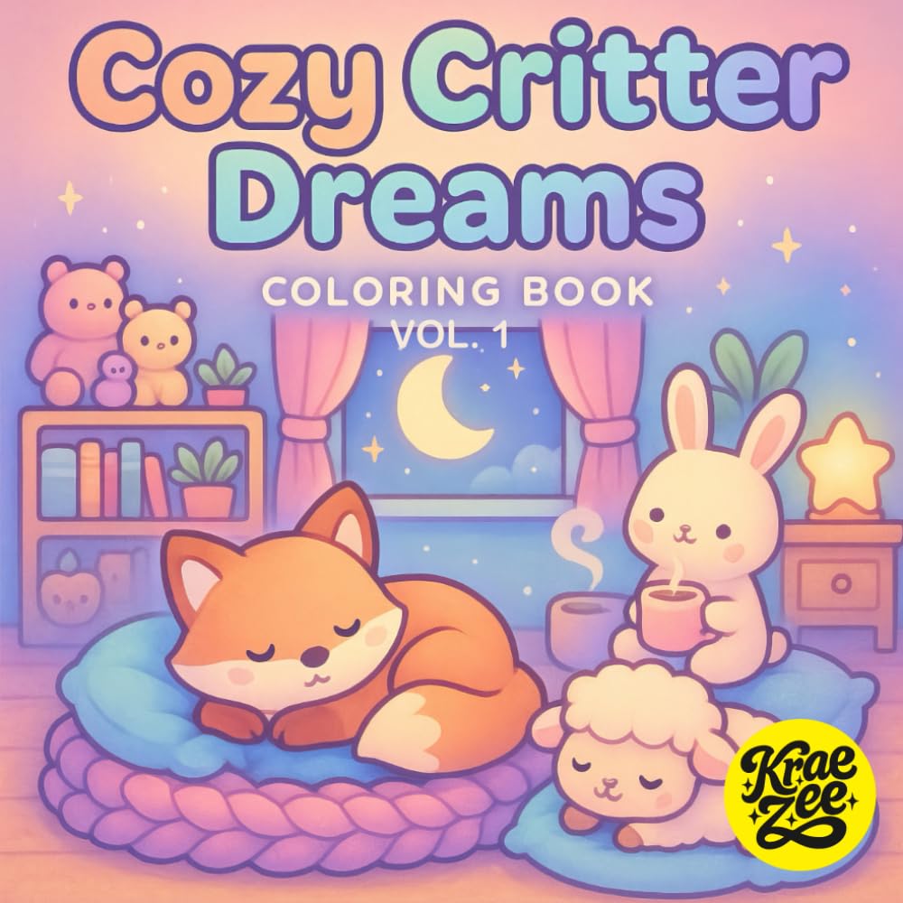Cozy Critter Dreams Vol. 1: Relaxing Cute Animal Coloring Book for Adults Cozy Critter Scenes for Stress Relief Anxiety Relief and Quiet Evenings