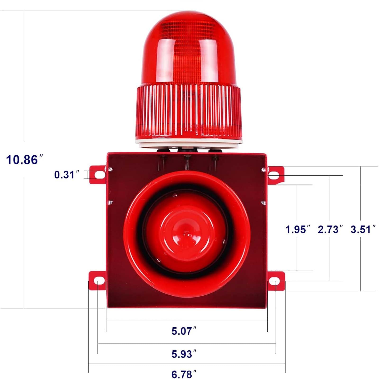 Sirène d'alarme sonore et Lumineuse Industrielle, Stroboscope LED, 120 DB, klaxon Puissant, sirène de sécurité extérieure 25 W