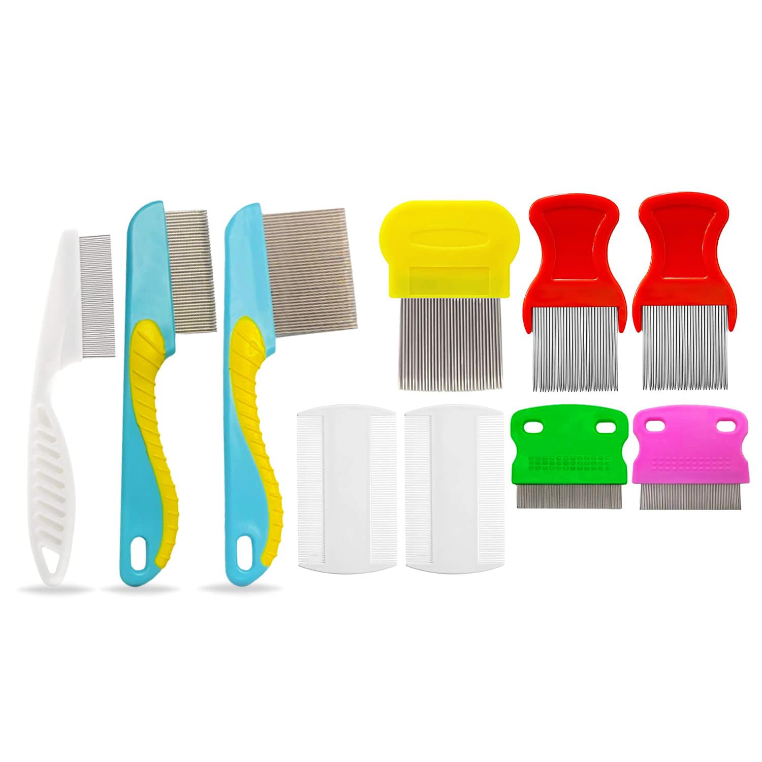 S & S PRODUCTS 10 Pieces Hair Nit Combs Remove Head Nits Fine Tooth Head Nit Combs Long Handle Double-Sided Hair Nit Comb Set For Adults Pets And Kids (Model A)