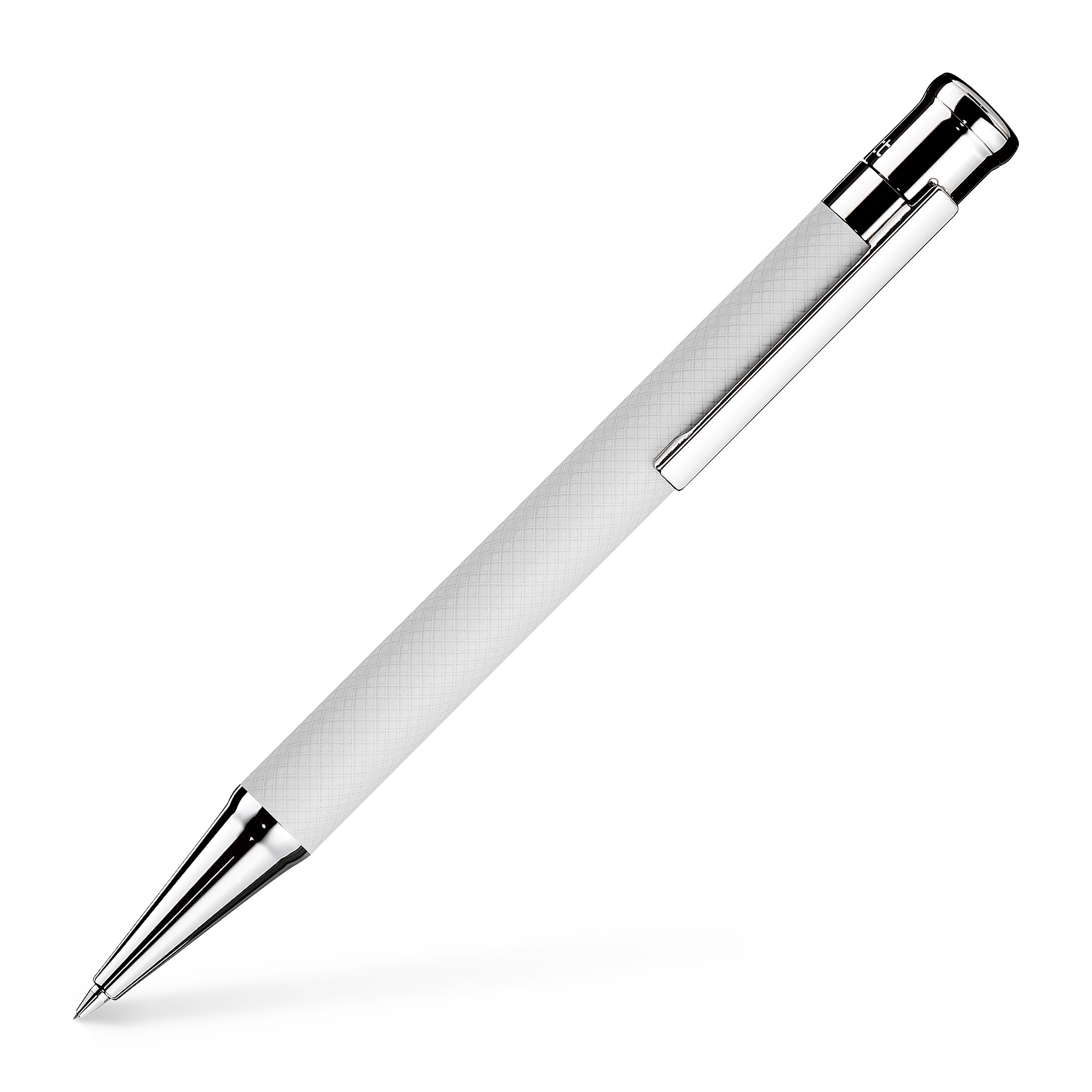 Otto Hutt Ołówek D04 mosiądz biały platyna Karo Guillochierung matowy 13,3 cm, rozmiar wkładu 0,7 mm, 002-11221