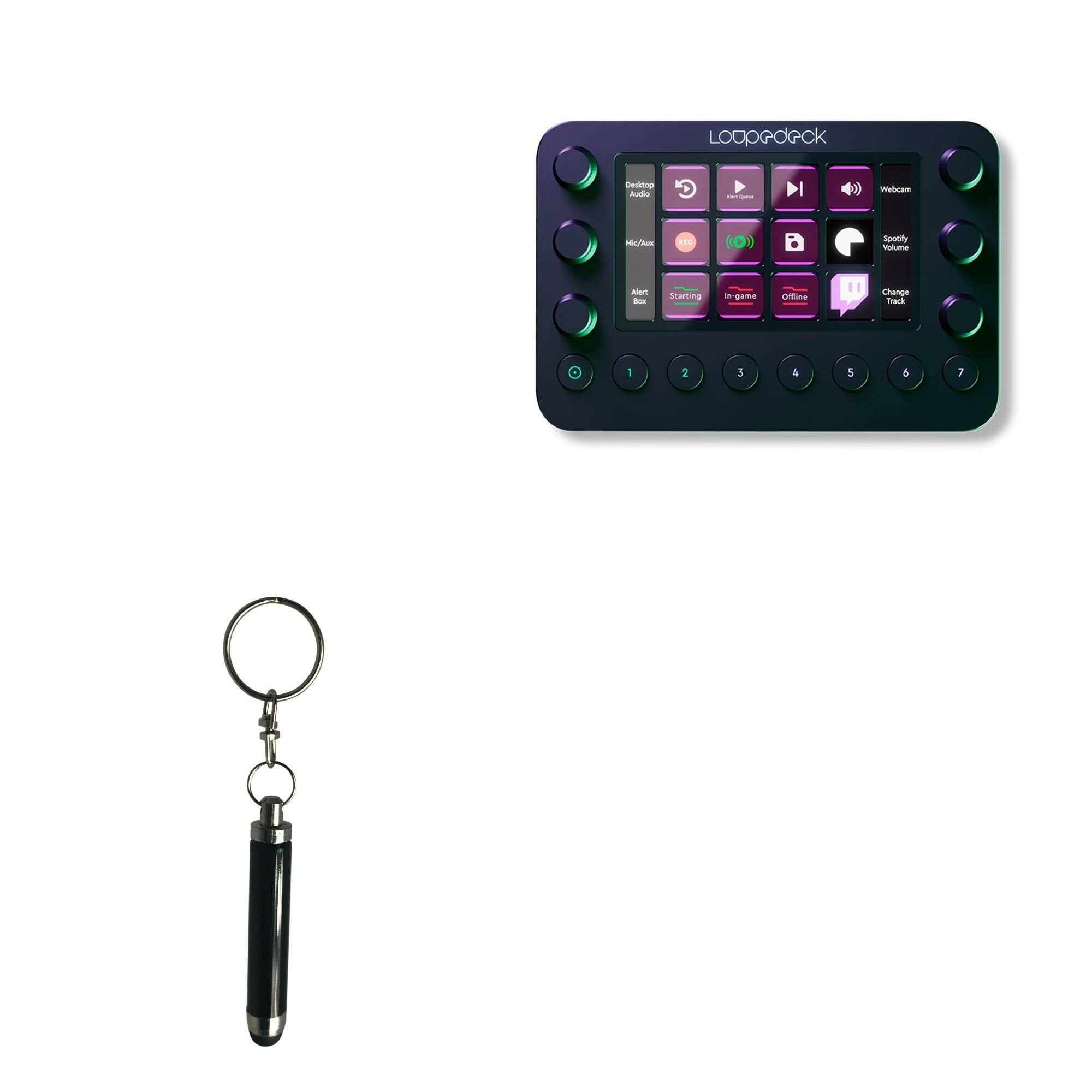 Stylus Pen Compatible with Loupedeck Live - Bullet Capacitive Stylus, Mini Stylus Pen with Keyring Loop - Jet Black