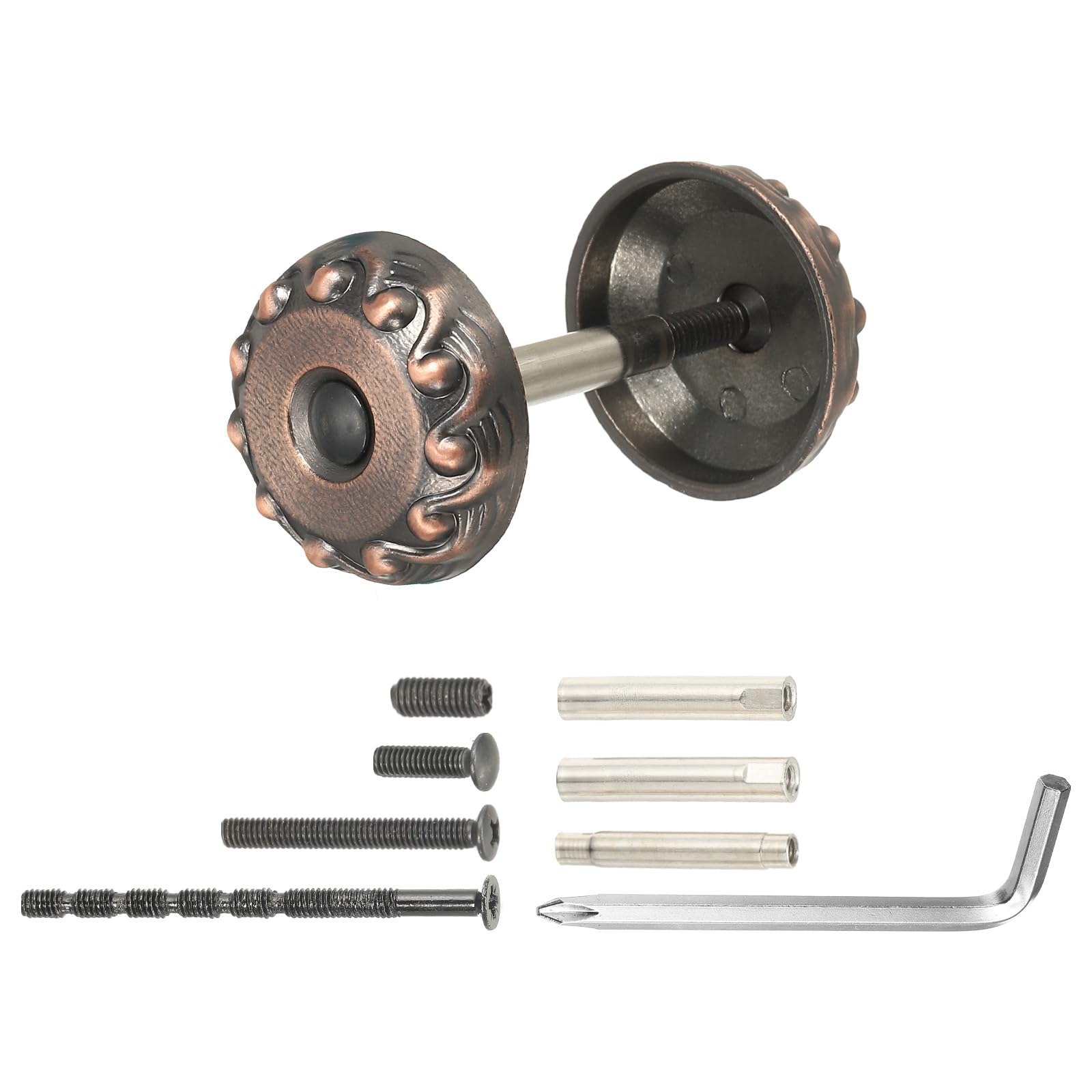 PATIKIL Door Hole Cover Plate, 1-3/16 Inch Zinc Alloy Wave Small Round Deadbolt Knobs Fixing Cover with Hex Wrench Fits Doors 1-3/16" to 4-3/4" Thick for Hole Filling Decoration, Bronze