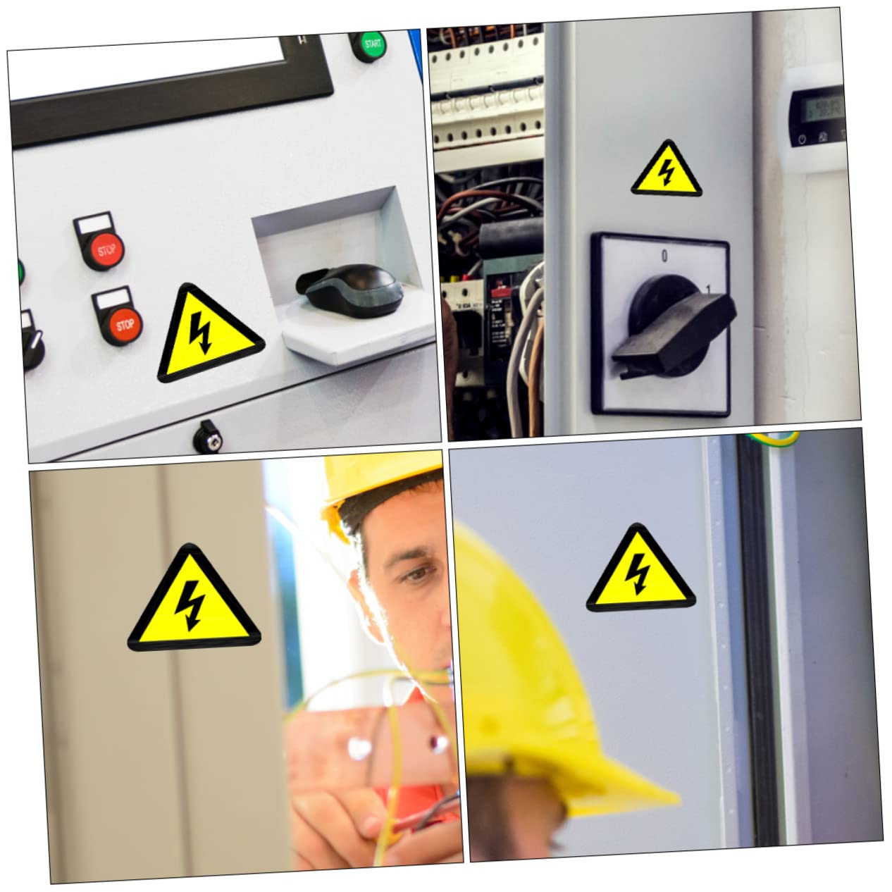 Ipetboom Lot De 25 Autocollants D’avertissement Jaunes Triangulaires 50x50 Mm Pour Panneau Électrique, Étiquettes De Sécurité Haute Tension Adhésives, Signalisation De Danger Électrique Industrielle