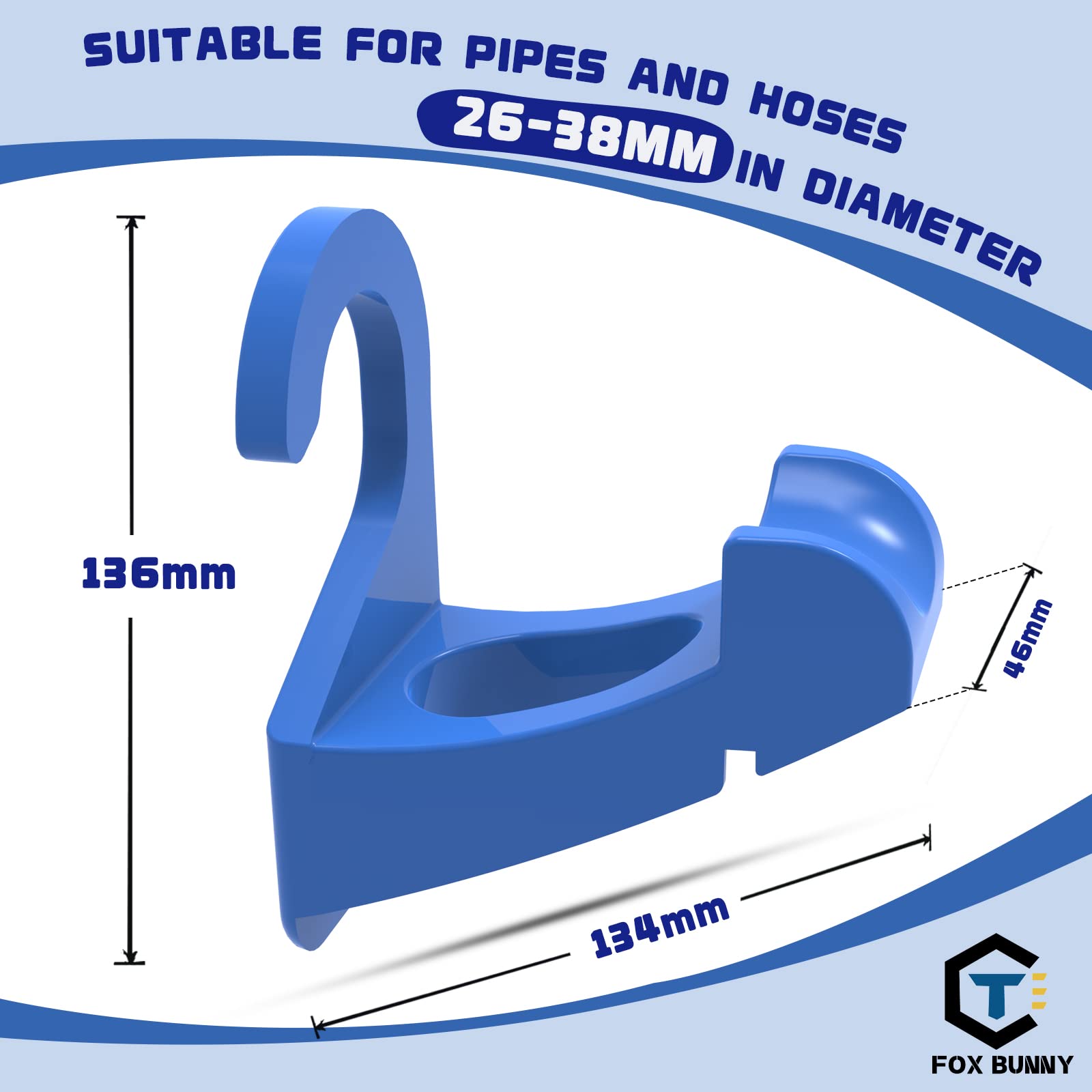 Fox Bunny Support de Tuyau de Piscine pour Piscines Hors Sol, 26-38mm, Compatible Intex Bestway, Bleu