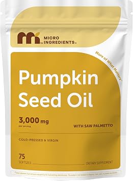 Micro Ingredients Pumpkin Seed Oil with Saw Palmetto, 75 Softgels | Cold Pressed, Pure Virgin Oil, Essential Fatty Acids, Phytosterols | Natural Herbal Supplement | Non-GMO