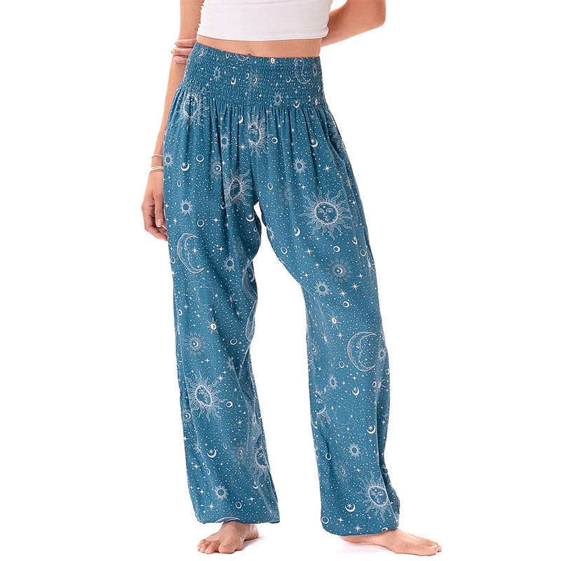 Image of Lotus and Luna Women's Harem Pants Thai Pants for Beach & Lounge High Waisted Flowy Boho Pants Genie Pants Yoga Pants