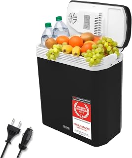 TZS First Austria - Kühlbox 24L elektrisch 12V 230V Anschluss für Auto & Steckdose - Thermoelektrische Cool Box kühlt & wärmt - Mini Kühlschrank mit Griff - Für Camping, Festivals, Reisen - Schwarz