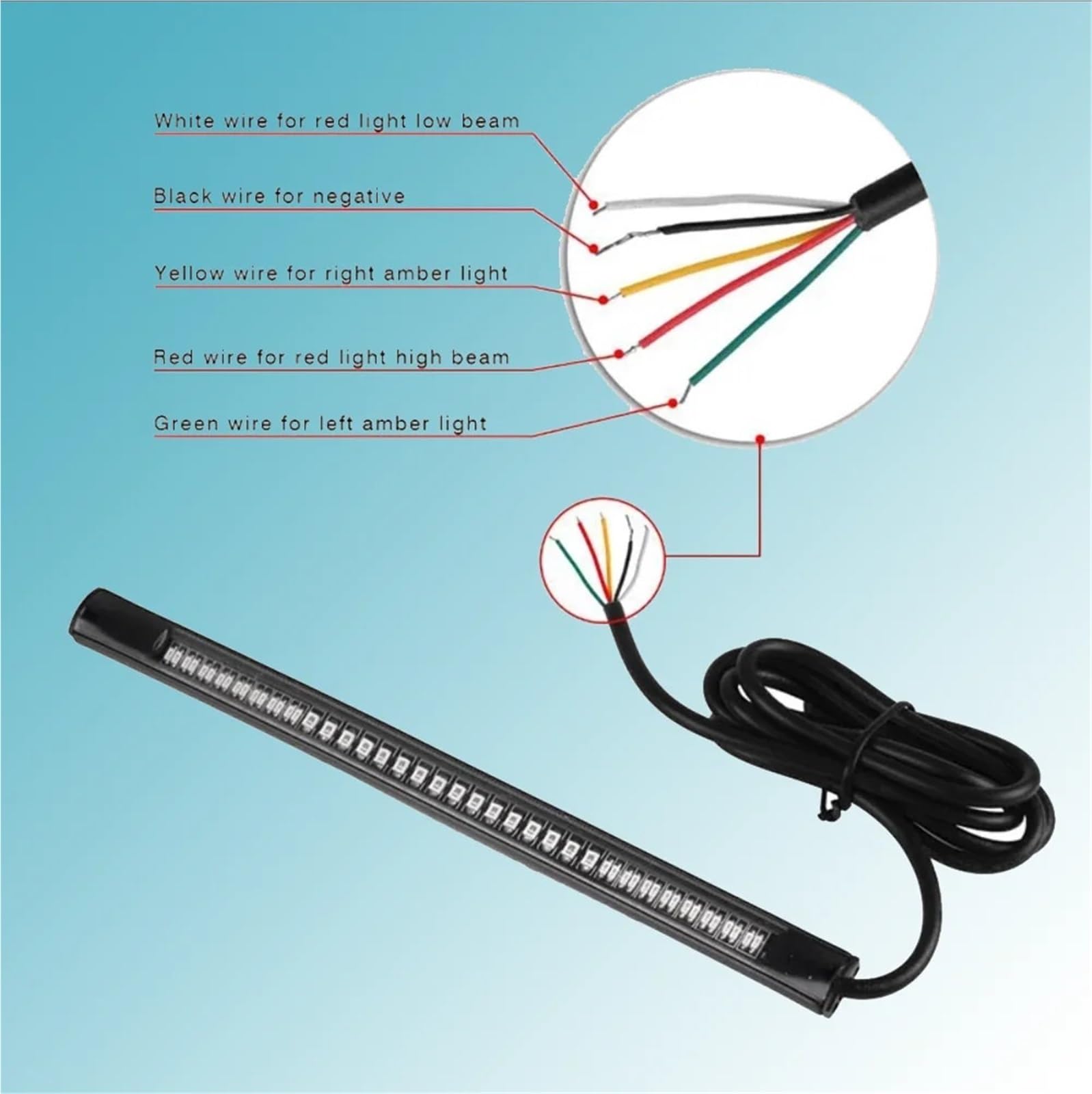 Feux Arrière Freinage Moto Bande Lumineuse pour Motos 12V Clignotant Arrière 48 LED Ampoule D'arrêt De Frein Indicateur Moto