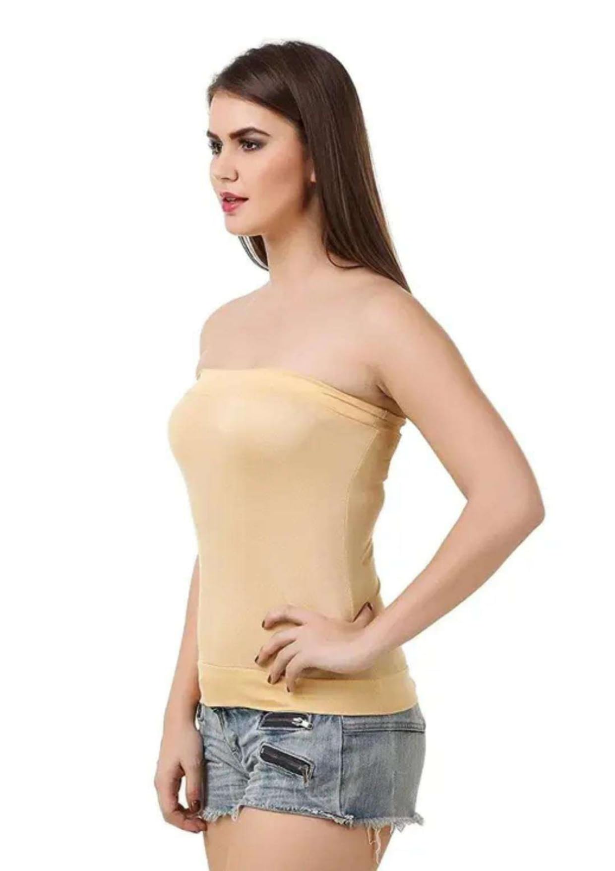 Strapless Camisole | Tube Slip for Women | Innerwear for Off-Shoulder Dress | Women’s Seamless Slip | No Strap Camisole | Cotton Tube top | Layering-picture-17