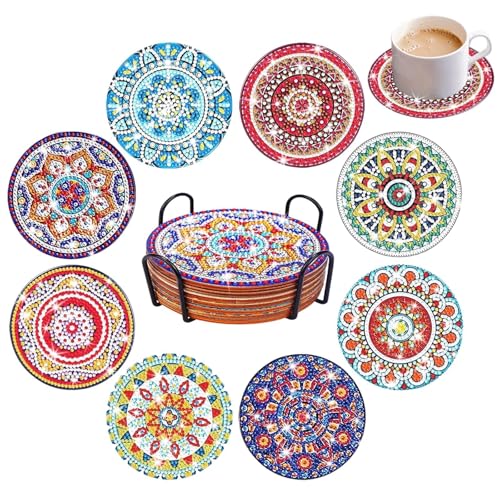 HDKAJL Diamond Painting Untersetzer Set 8PCS – DIY Mandala Diamant...