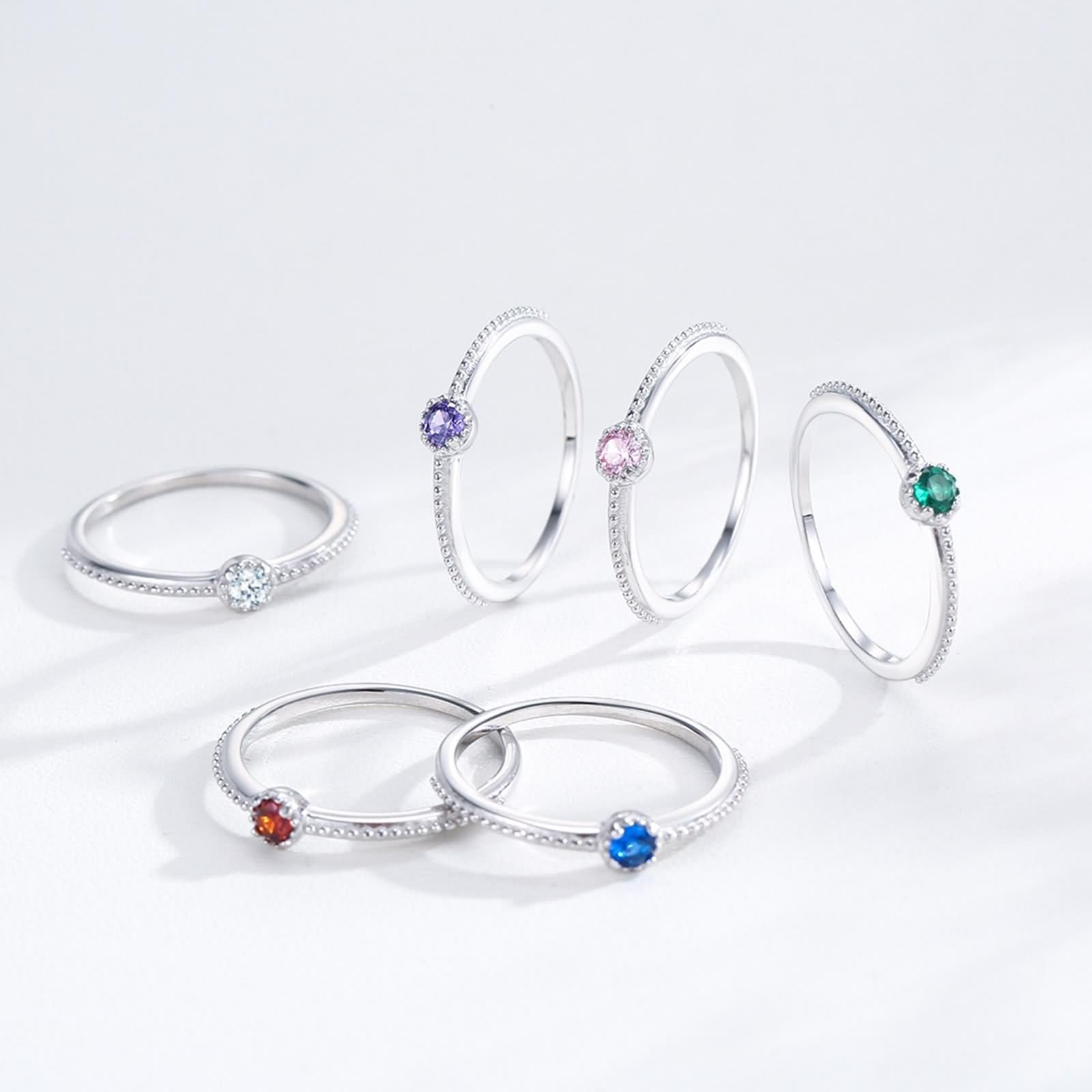 Unisize - Anillo de oro blanco de 0,1 quilates y platino, apilable, simple, con diamante redondo, talla 45 (14,3)