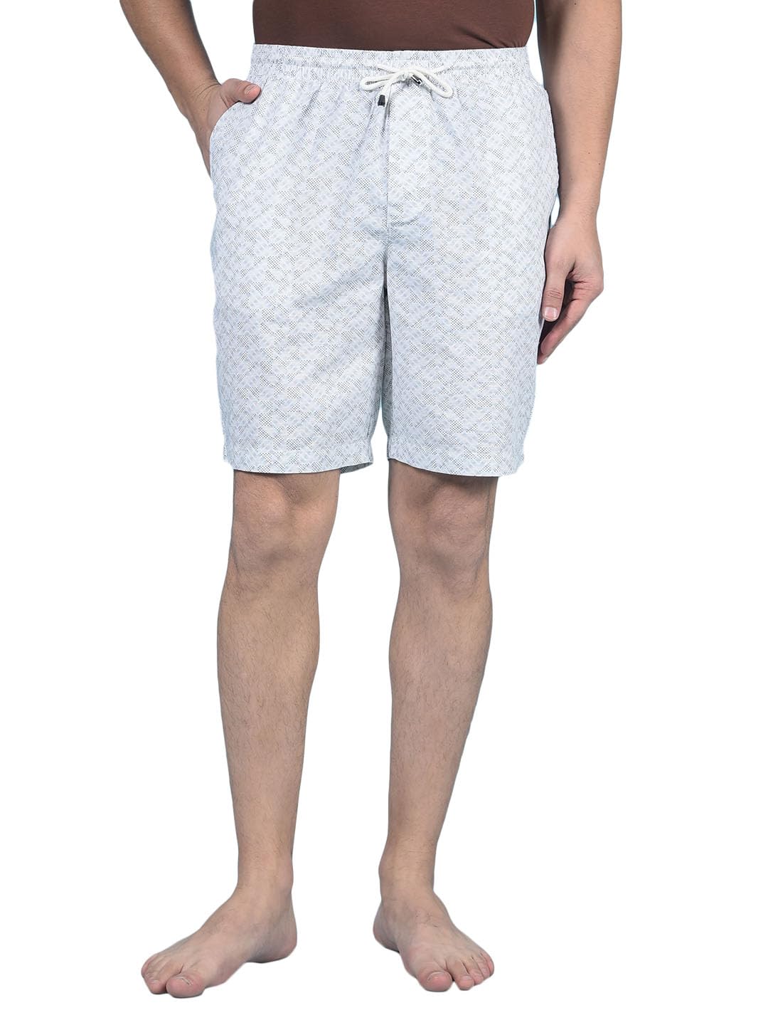 crimsoune club Men's White Printed 100% Cotton Lounge Shorts-picture-29
