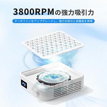 2025 Improved Version Mini Nail Dust Collector Nail Dust Cleaner Dust Collector Small Mini Turbo Brushless Silent Dust Collector 3 Levels Adjustable 3800 Rotations 400 Pa Low Noise Powerful Suction Desk Type Nail Cleaner Nail Salon Home Use DLWL001 Filter and Brush Included