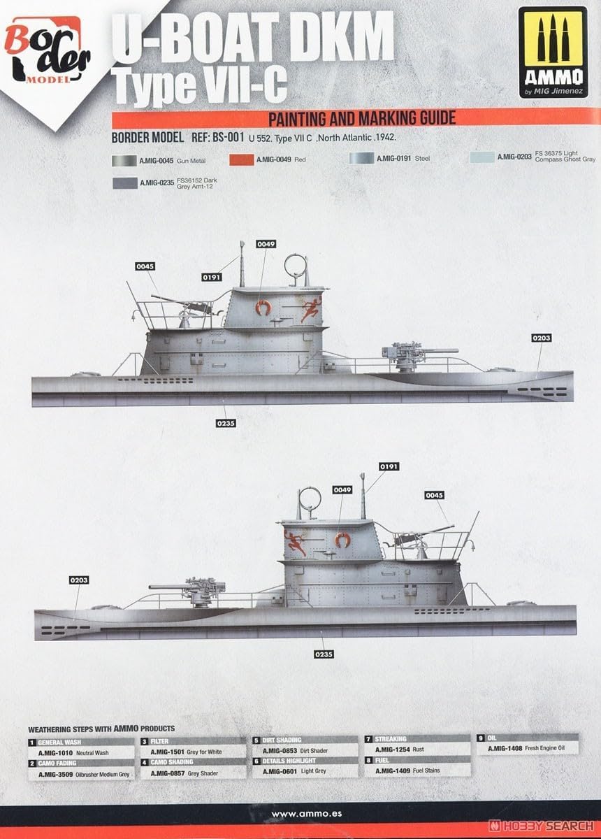 Painting and Marking Guide for DKM Type VIIC U-Boat model
