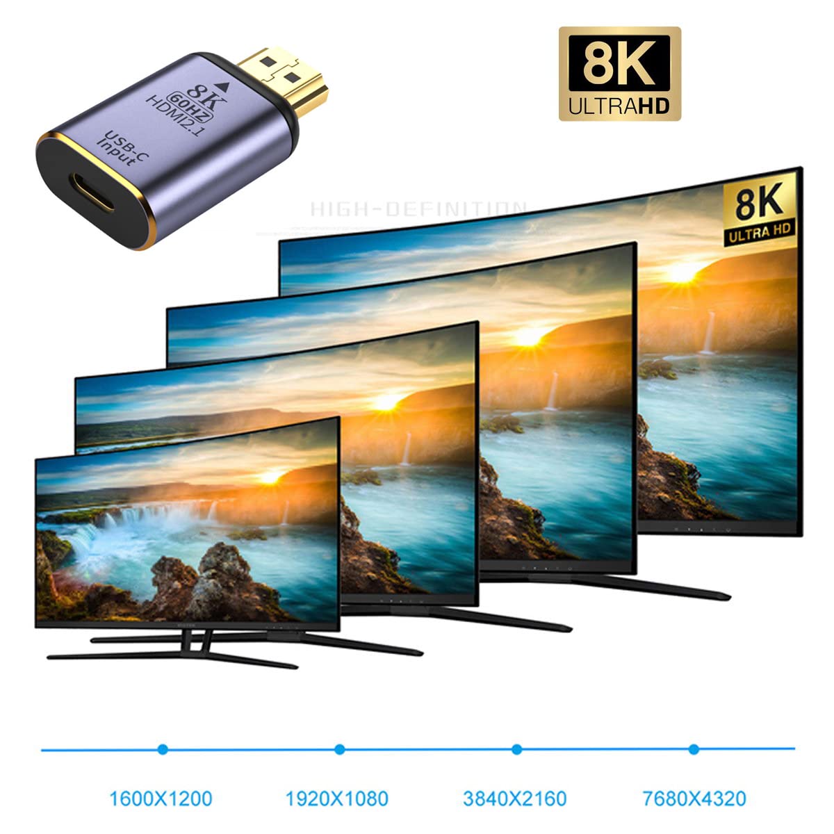 cablecc Adattatore da USB-C tipo C femmina a HDMI Sink HDTV 8K @ 60hz 4K @ 120hz per tablet, telefono e laptop