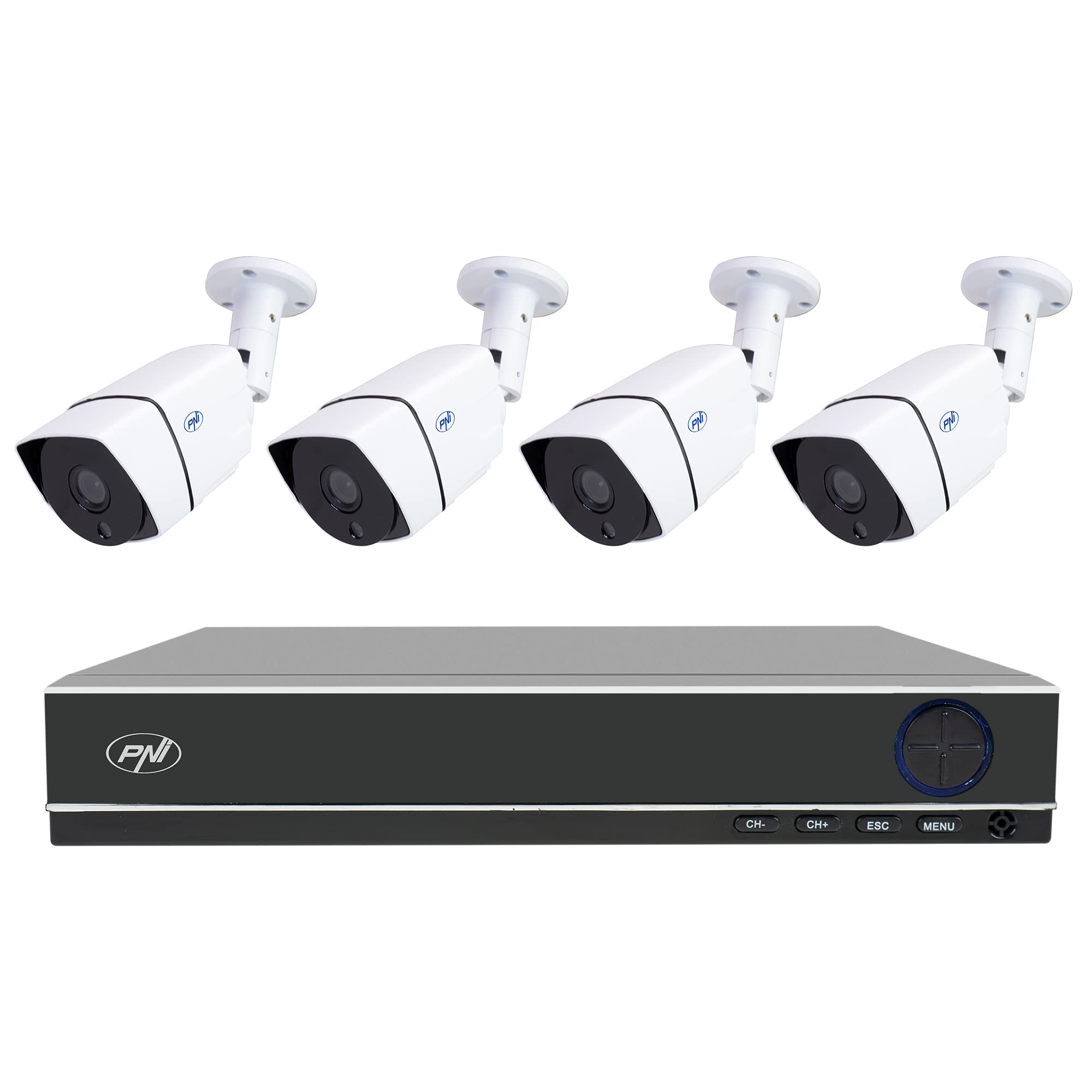 Kit videosorveglianza AHD PNI House PTZ1350 Full HD - NVR e 4 telecamere da esterno 2MP full HD 1080P
