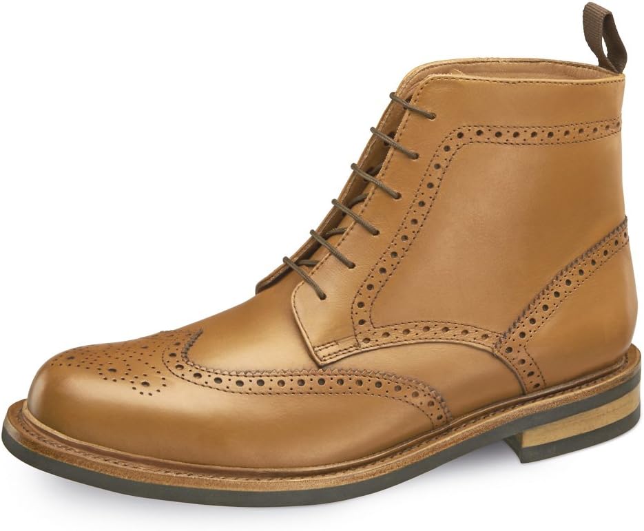 Samuel Windsor Men's Handmade Brogue Boot Goodyear Welted in Black, Brown, Tan & Navy