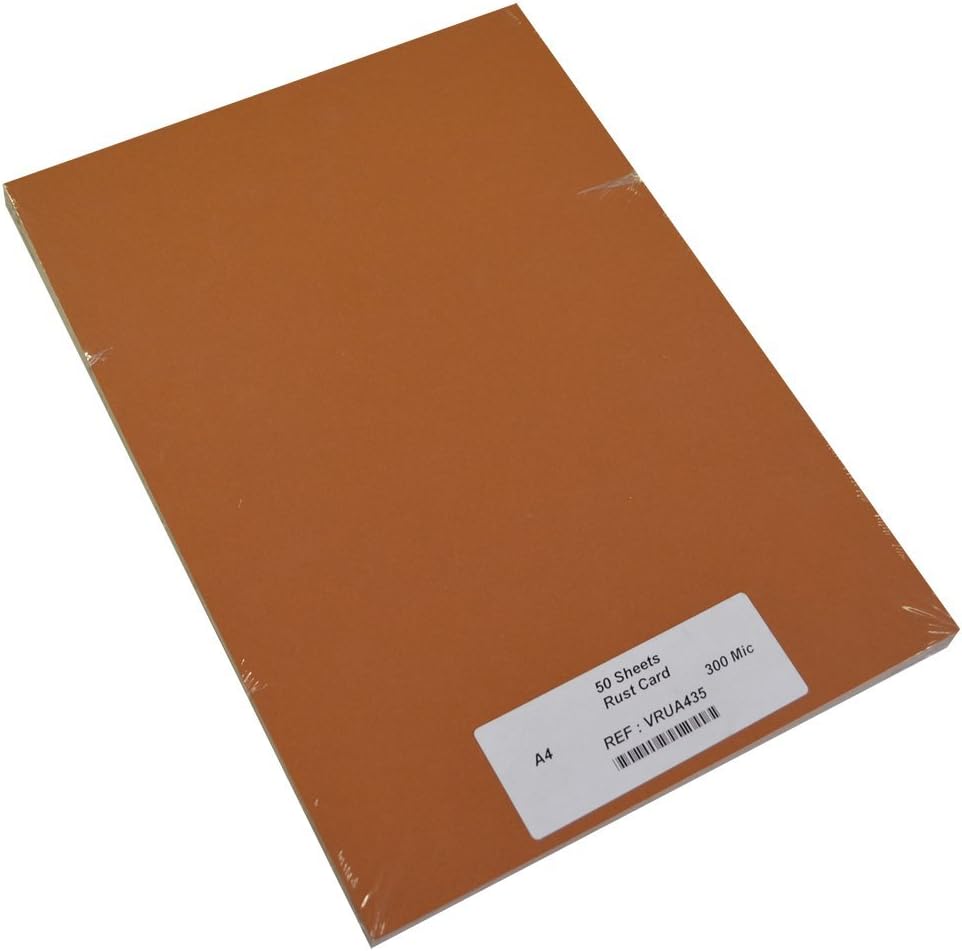 Rust 300 Micron Card, A4 (210mm x 297mm) Pack of 100.