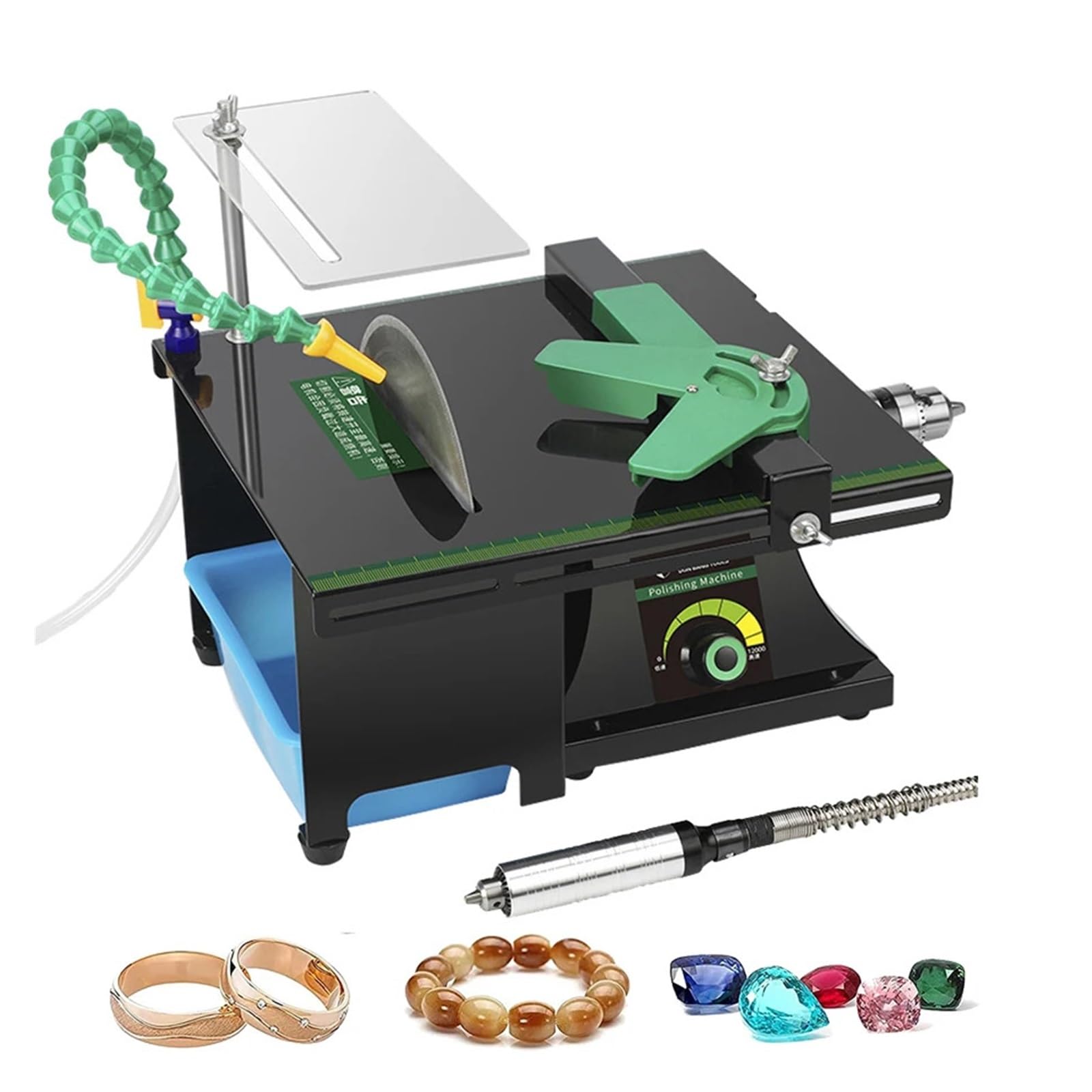 Schmuckpolierer Verbesserte Schmuckpolier-Puffermaschine, Tischdrehmaschine, Steinpolierer, verstellbares Mini-Mehrzweckhaus for die Holzbearbeitung von Edelsteinmetallen(1 UK)