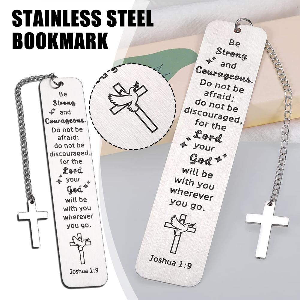 Edelstahl-Lesezeichen Mit Kreuz-Anhänger – Christliches Geschenk Mit Bibelvers, 2,6 X 13 Cm