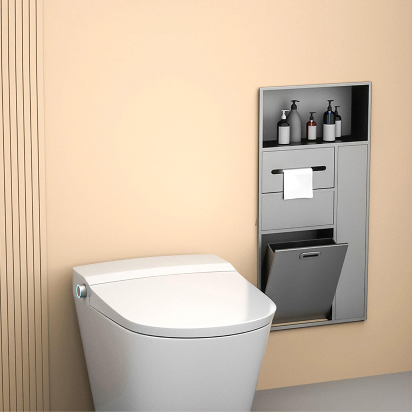 Nicchia da bagno in acciaio inossidabile, acciaio inossidabile spazzolato, mensola quadrata per doccia, mensola da bagno a nicchia da parete per shampoo, inserto per organizer per prodotti