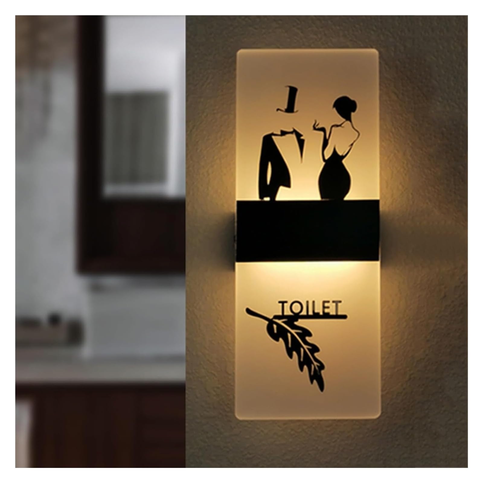 Panneau de toilettes pour salle de bain lumineuse dans un café ou hôtel