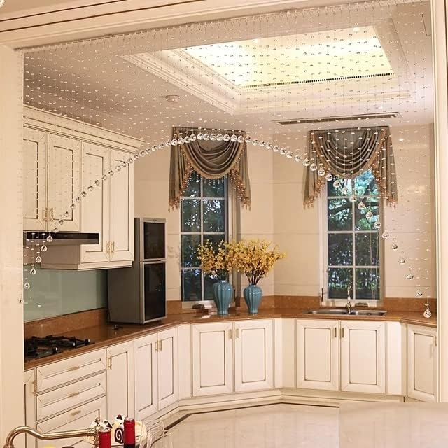 Crystomist CM 20 Lines 100% Glass Drops, Acrylic Bead, Strings Hanging Crystal Curtain 20 Strings Suitable to 3 to 4 Feet Width 3