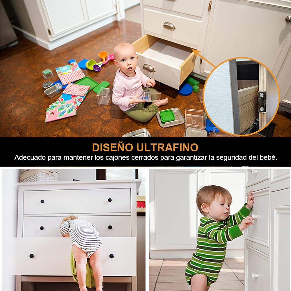 Iman Puertas Armario Jiayi 2 Pcs Cierre Magnetico Ultra-fino Pestillo Puerta Corredera Armario, Iman Adhesivo de Cocina Mueble Cierre Cajones Alacena Clausura