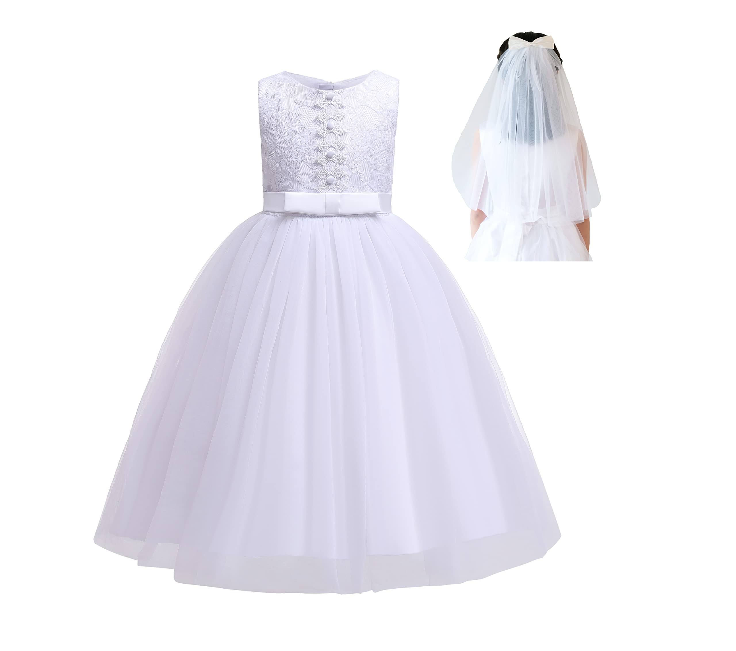 Cinda Girls White Holy Communion Dress With Veil 11-12 Years