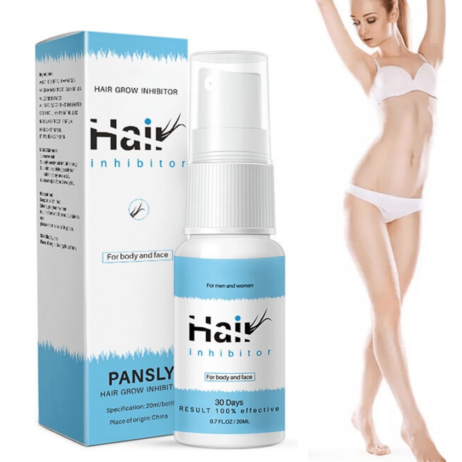 Hair Inhibitor - Permanent Hair Remover Spray, Stop Hair Growth Spray,Painless Flawless Gentle Depilatory Spray,Body Hair Remover Cream For Women Men,for Private Areas,Pubic,Body,and Underarms (20ML)